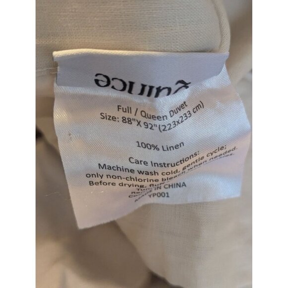 Quince European 100% Linen Duvet Cover 3PC Set SAND Full/Queen-NEW- - Picture 5 of 7